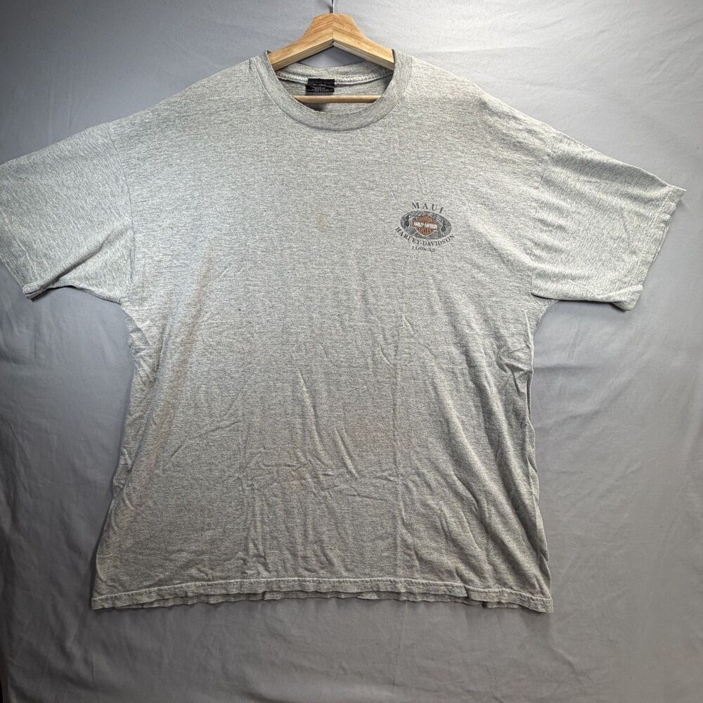 Vintage 90s Pacific Harley Davidson Hawaii T-Shirt Gray Men's Size XL As-Is Used